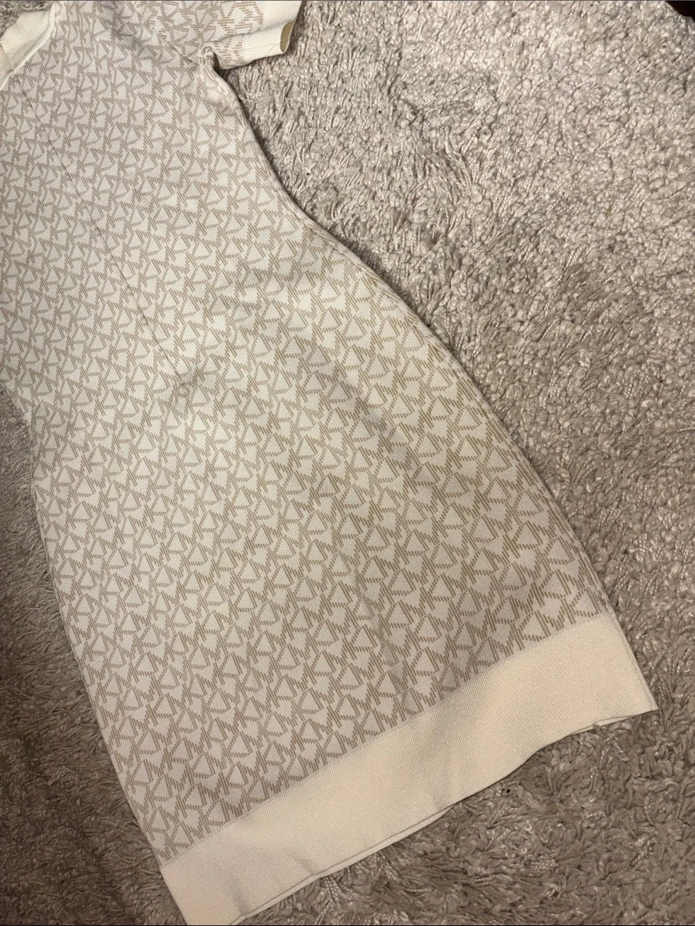 Michael Kors Cream & Beige Logo Knit Mini Dress